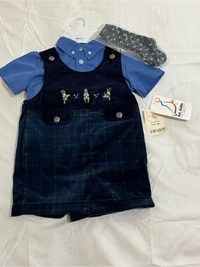 Vintage B.T. Kids Soldier Embroidered 3 Piece Romper Set Size 18 Month NWT